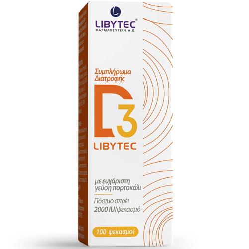 Libytec Vitamin D3 2000IU Συμπλήρωμα Διατροφής σε Μορφή Spray για τα Οστά, τους Μύες, τα Δόντια & το Ανοσοποιητικό με Γεύση Πορτοκάλι 20ml