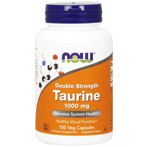 Now Foods Taurine Double Strength 1000mg (Free Form) Συμπλήρωμα Διατροφής για τη Φυσιολογική Λειτουργία του Εγκεφάλου 100veg.caps
