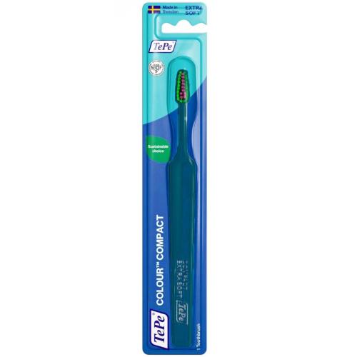 TePe Colour Compact Extra Soft Toothbrush Πολύ Μαλακή Οδοντόβουρτσα για Αποτελεσματικό & Απαλό Καθαρισμό 1 Τεμάχιο - Μπλε