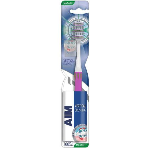 Aim Vertical Expert Toothbrush Soft Μαλακή Οδοντόβουρτσα με Θυσάνους σε Σχήμα Βεντάλιας 1 Τεμάχιο - Φούξια