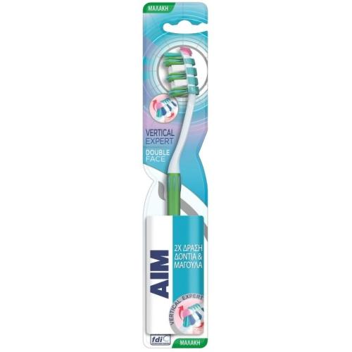 Aim Vertical Expert Toothbrush Soft Μαλακή Οδοντόβουρτσα με Θυσάνους σε Σχήμα Βεντάλιας 1 Τεμάχιο - Πράσινο