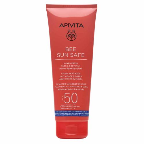 Apivita Bee Sun Safe Hydra Fresh Face & Body Milk With Marine Algae & Propolis Spf50, 200ml