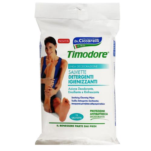 Dr Ciccarelli Timodore Sanitizing Cleansing Wipes Αποσμητικά Μαντηλάκια Καθαρισμού Ποδιών 15 Τεμάχια
