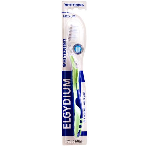 Elgydium Whitening Medium Toothbrush Μέτρια Οδοντόβουρτσα για πιο Λευκά Δόντια 1 Τεμάχιο - Πράσινο