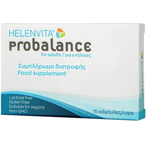 Helenvita Probalance For Adults Συμπλήρωμα Διατροφής Ενηλίκων που Ενισχύει την Καλή Λειτουργία του Εντέρου 15caps