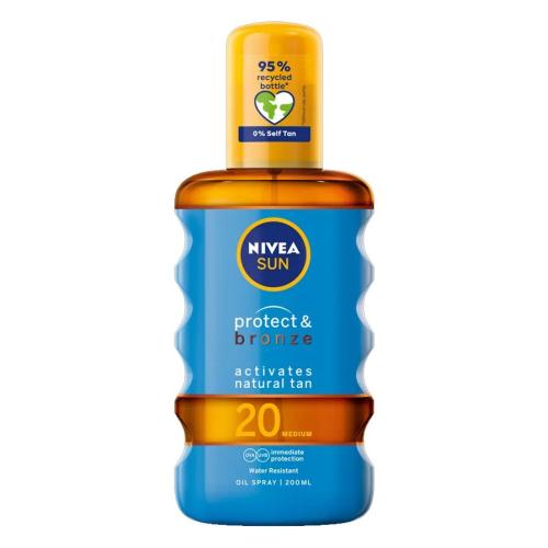 Nivea Sun Protect & Bronze Oil Spf20 Αντηλιακό Λάδι Σώματος Μέτριας Προστασίας για Φυσικό Μαύρισμα 200ml