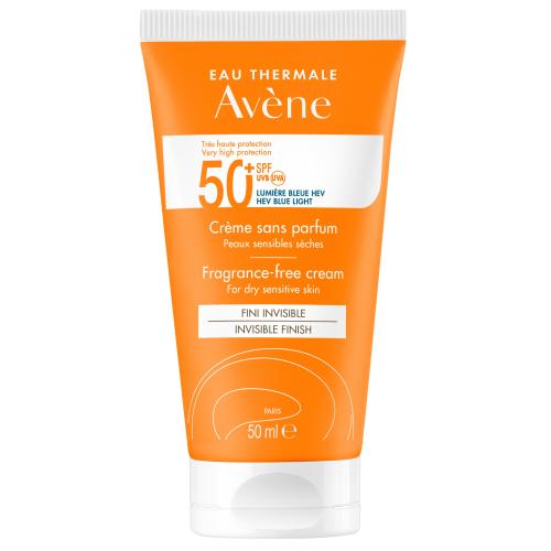 Avene Cream Solaire Sans Parfum Spf50+ Αντηλιακή Κρέμα Προσώπου Λαιμού Πολύ Υψηλής Προστασίας Χωρίς Άρωμα, για το Ξηρό Ευαίσθητο Δέρμα 50ml