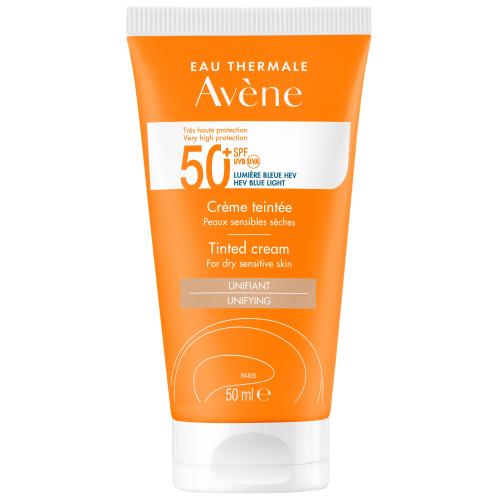 Avene Cream Solaire Tinted Spf50+ Αντηλιακή Κρέμα Προσώπου Λαιμού με Χρώμα Πολύ Υψηλής Προστασίας, για το Ξηρό Ευαίσθητο Δέρμα 50ml