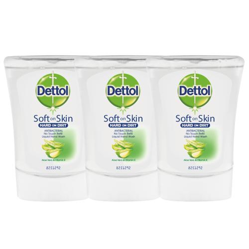 Dettol Πακέτο Προσφοράς No-Touch Refill Ανταλλακτικό, Αντιβακτηριδιακό, Υγρό Κρεμοσάπουνο με Aloe Vera & Vitamin E 3x250ml
