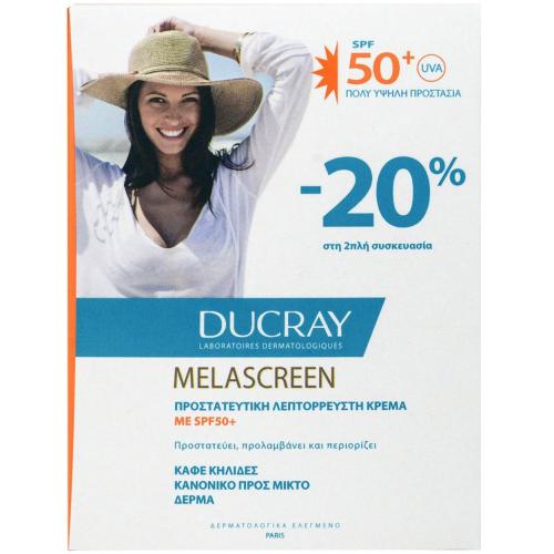 Ducray Melascreen Protective Anti-Spots Fluid Spf50+ for Normal to Combination Skin Λεπτόρρευστη Αντηλιακή Κρέμα Πολύ Υψηλής Προστασίας Κατά των Κηλίδων 2x50ml σε Ειδική Τιμή