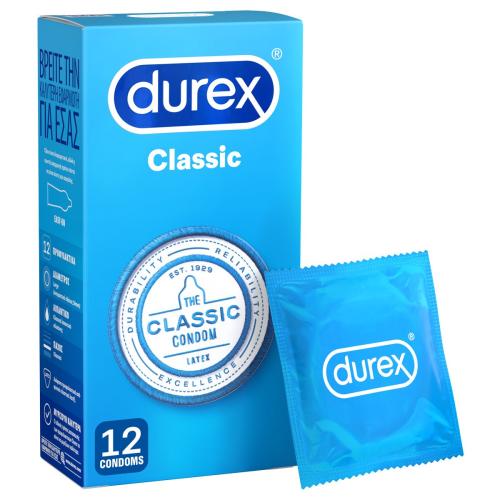 Durex Classic 12 Τεμάχια,τα Κλασσικά Ευκολοφόρετα Προφυλακτικά Durex