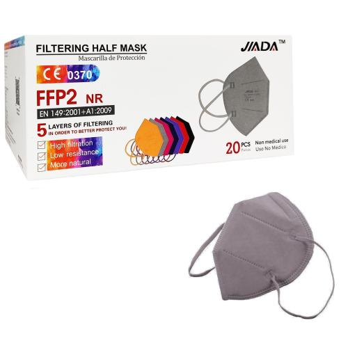 Jiada Non Medical 5ply Mask FFP2 NR Μάσκα Προστασίας με Μεταλλικό Έλασμα μιας Χρήσης σε Γκρι Χρώμα 20 Τεμάχια