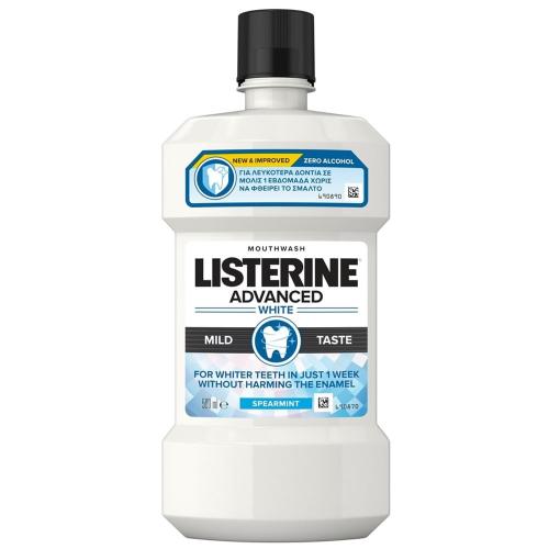 Listerine Advanced White Mild Taste Στοματικό Διάλυμα για Λευκότερα Δόντια σε Μόλις 1 Εβδομάδα Χωρίς να Φθείρει το Σμάλτο 500ml