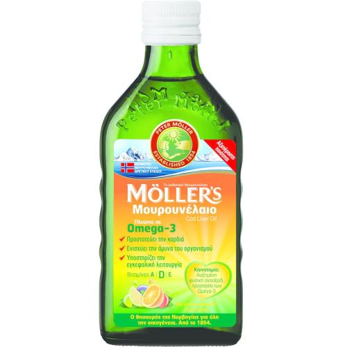 Moller’s Μουρουνέλαιο Cod Liver Oil Tutti Frutti Πλούσιο σε Ωμέγα-3 με Βιταμίνες A,D & E με Γεύση Φρούτων 250ml