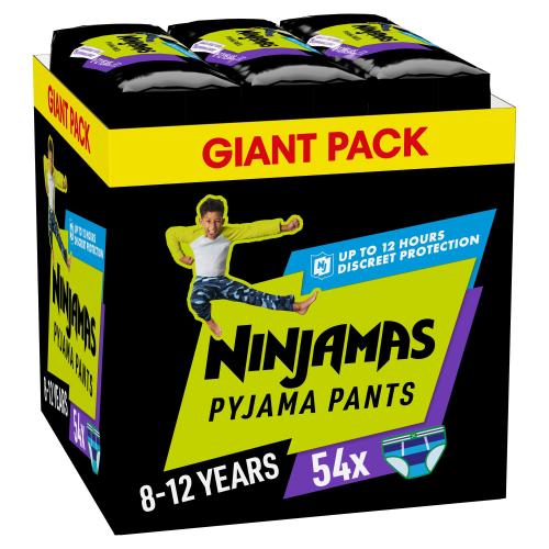 Ninjamas Pyjama Pants Boy 8-12 Years (27-43kg) Monthly Pack Πάνες Βρακάκι Νυκτός για Αγόρια από 8-12 Ετών 54 Τεμάχια