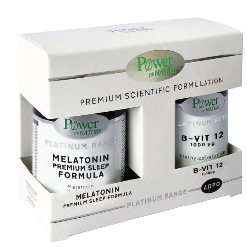 Power of Nature Πακέτο Προσφοράς Platinum Range Melatonin Premium Sleep Formula 20caps & Δώρο B-Vit 12 1000μg 20tabs