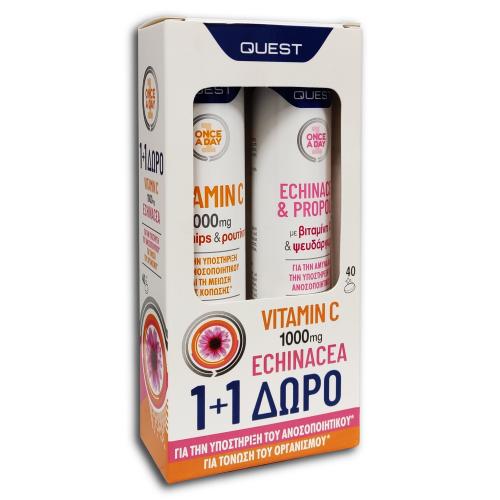 Quest Πακέτο Προσφοράς Vitamin C 1000mg 20Effer.tabs & Echinacea & Propolis 20Effer.tabs 1+1 Δώρο