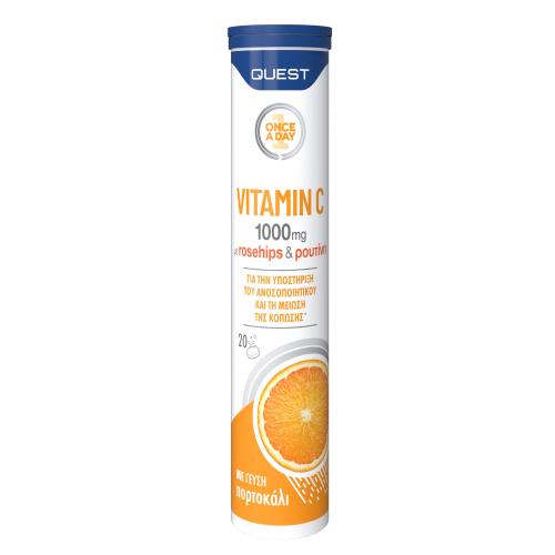 Quest Vitamin C 1000mg Συμπλήρωμα Διατροφής με Βιταμίνη C, Ρουτίνη & Rose hip για την Καλή Λειτουργία του Ανοσοποιητικού Συστήματος 20 Effer.tabs