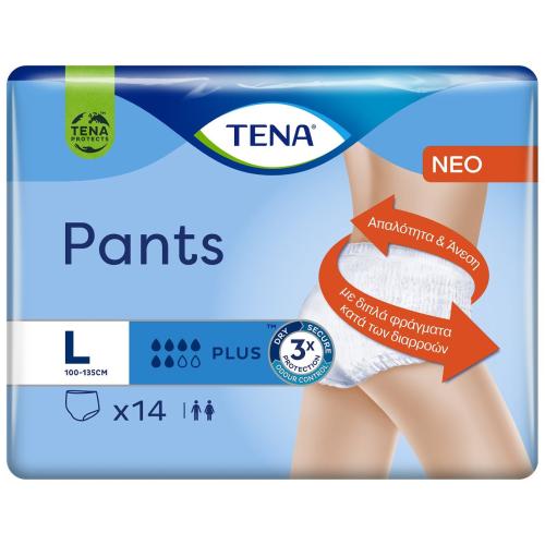 Tena Pants Plus Άνετα & Αξιόπιστα Εσώρουχα Ακράτειας - Large 14τεμ