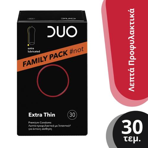 Duo Premium Extra Thin Value Pack Πολύ Λεπτά Προφυλακτικά 30 Τεμάχια