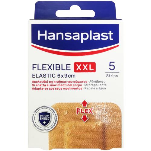 Hansaplast Flexible Strips XXL Elastic 6x9cm Εύκαμπτα & Αδιάβροχα Επιθέματα που Καλύπτουν & Προστατεύουν Μεσαίου Εώς Μεγαλύτερου Μεγέθους Πληγές 5 Τεμάχια