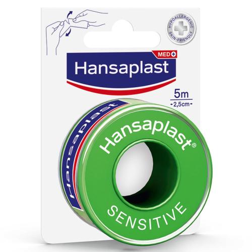Hansaplast Sensitive Αυτοκόλλητη Ταινία Στερέωσης Φιλική προς το Δέρμα, Υποαλλεργική 5m x 2.5cm 1 Τεμάχιο