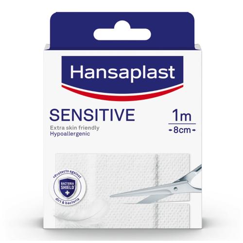 Hansaplast Sensitive Plaster 1m x 8cm Επιθέματα που Καλύπτουν & Προστατεύουν Μικρές Πληγές 1 Τεμάχιο