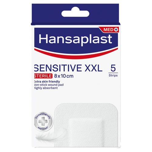 Hansaplast Sensitive XXL Sterile Αποστειρωμένα Επιθέματα για Μεγαλύτερες Πληγές & Μετεγχειρητικά Τραύματα 8cm x 10cm 5 Τεμάχια