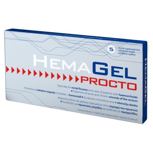HemaGel Procto Υπόθετα Ορθού για Ραγάδες, Πληγές & Αιμορροΐδες 5 Τεμάχια