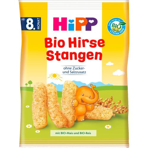 Hipp Bio Hirse Stangen Παιδικά Γαριδάκια από Βιολογικό Κεχρί, Καλαμπόκι & Ρύζι από τον 8ο Μήνα 30gr