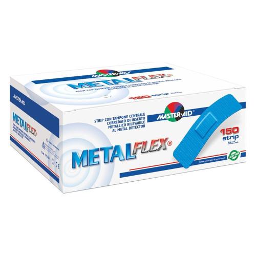 Master Aid Metal Flex Stips Blue 86mm X 25mm Ανθεκτικά Επιθέματα Επαγγελματικής Χρήσης με Λεπτό Μεταλλικό Έλασμα 150 Τεμάχια