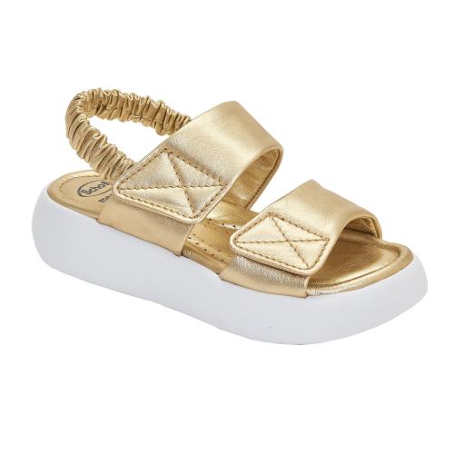 Scholl Shoes Boca 2 Straps Platinum MF300111075 Γυναικεία Καλοκαιρινά Ανατομικά Παπούτσια σε Χρυσό Χρώμα, Χαρίζουν Σωστή Στάση & Φυσικό Χωρίς Πόνο Βάδισμα 1 Ζευγάρι - 40