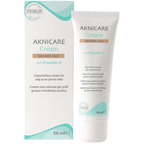 Synchroline Aknicare Teintée Face Cream for Oily Acne-Prone Skin Ματ Ενυδατική Κρέμα Προσώπου με Χρώμα & Αντιμικροβιακή Δράση για Λιπαρό Δέρμα με Τάση Ακμής 50ml - Clair