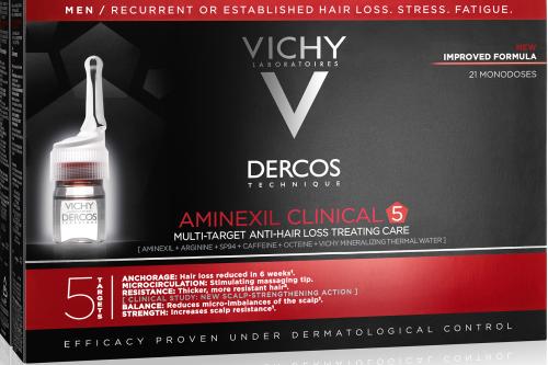 Vichy Dercos Aminexil Clinical 5 Homme για την Ανδρική Τριχόπτωση 21ampx6ml