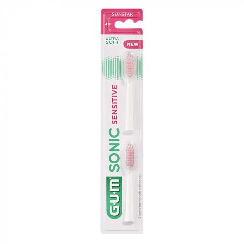 Gum Sonic Sensitive Battery Ultra Soft Toothbrush Heads Ανταλλακτικές Κεφαλές Οδοντόβουρτσας 2 Τεμάχια