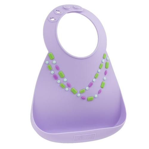 MakeMyDay Baby Bib Κωδ 70108 Σαλιάρα Σιλικόνης για Ηλικίες από 6 Μηνών 1 Τεμάχιο - Lilac - W/Jewels