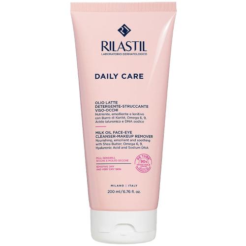 Rilastil Daily Care Milk Oil Face Eye Cleanser-Makeup Remover Γαλάκτωμα Καθαρισμού-Ντεμακιγιάζ για Μάτια Πρόσωπο με Θρεπτική, Μαλακτική & Καταπραϋντική Δράση 200ml