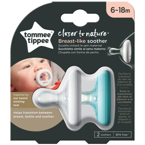 Tommee Tippee Closer to Nature Breast-like Naturally Orthodontic Soother Κωδ 43343005 Μαλακή Πιπίλα Σιλικόνης που Μοιάζει με τη Μητρική Θηλή 6-18m 2 Τεμάχια