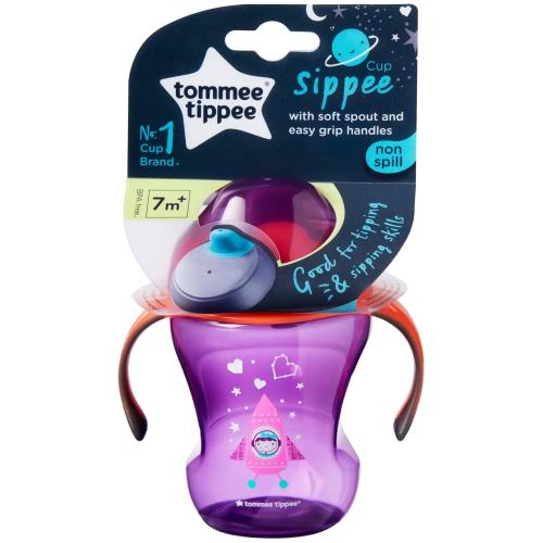 Tommee Tippee Soft Sippee Cup Κωδ 447152 Εκπαιδευτικό Κύπελλο με Στόμιο & Λαβές 7m+ Μωβ 230ml