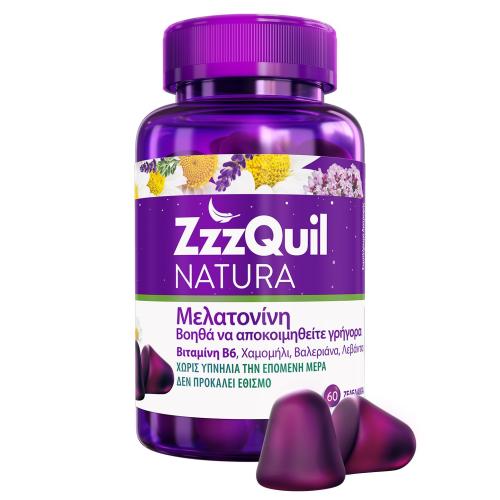 ZzzQuil Natura Gummies Συμπλήρωμα Διατροφής με Μελατονίνη σε Μορφή Ζελεδάκι που Βοηθά να Αποκοιμηθείτε Γρηγορότερα - 60 Ζελεδάκια