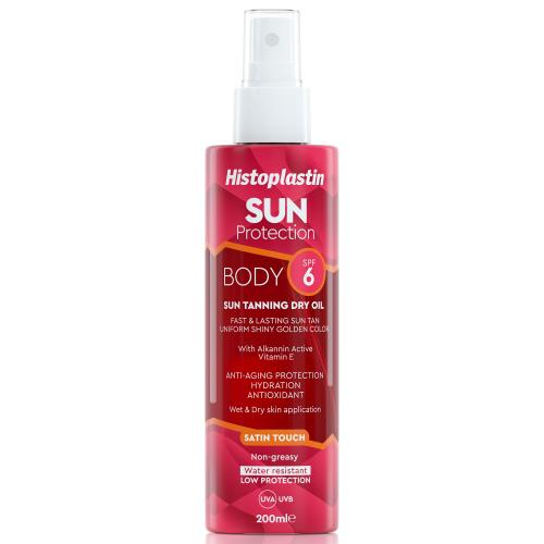 Histoplastin Sun Protection Body Spf6 Sun Tanning Dry Oil Satin Touch Ξηρό Λάδι Πολύ Χαμηλής Αντηλιακής Προστασίας 200ml