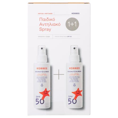 Korres Πακέτο Προσφοράς Kids Comfort Sunscreen Spray Face & Body Spf50 Coconut & Almond 2x150ml 1+1 Δώρο