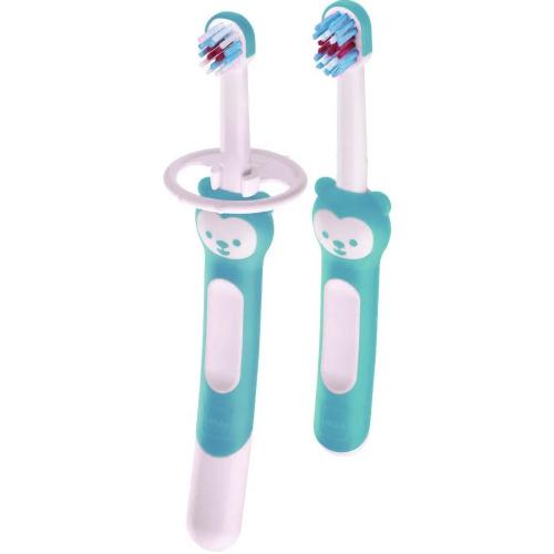 Mam Learn to Brush Set 5+ Γαλάζιο Εκπαιδευτική & Βρεφική Οδοντόβουρτσα για Βέλτιστη Οδοντική Φροντίδα των Πρώτων Δοντιών 2 Τεμάχια, Κωδ 608B