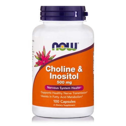 Now Foods Choline & Inositol 500mg Συμπλήρωμα Διατροφής για τον Σωστό Μεταβολισμό των Λιπών & της Χοληστερίνης 100caps