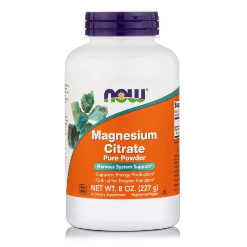Now Foods Magnesium Citrate Pure Powder (Vegetarian) Συμπλήρωμα Διατροφής που Υποστηρίζει την Νευρομυική Λειτουργία 227gr