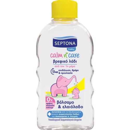 Septona Baby Calm n' Care Βρεφικό Λάδι για 12ωρη Ενυδάτωση, Θρέψη & Προστασία με Βάλσαμο & Ελαιόλαδο 200ml