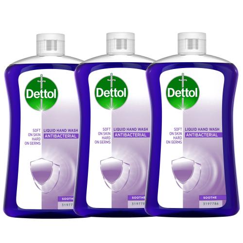 Dettol Πακέτο Προσφοράς Liquid Soap Laventer Reffil Ανταλλακτικό, Αντιβακτηριδιακό, Υγρό Κρεμοσάπουνο Χεριών με Λεβάντα 3x750ml