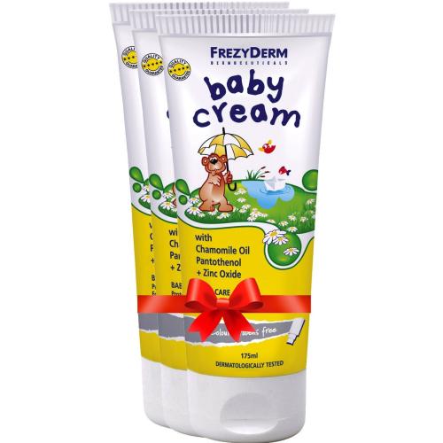 Frezyderm Πακέτο Προσφοράς Baby Cream Απαλή, Προστατευτική Αδιάβροχη Κρέμα για την Αλλαγή της Πάνας 3x175ml