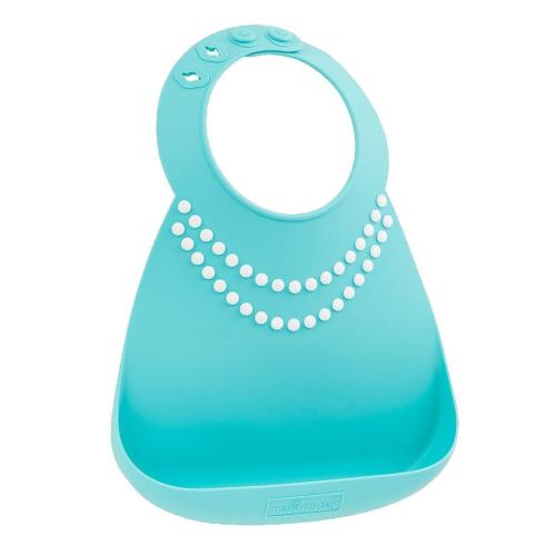 MakeMyDay Baby Bib Κωδ 70100 Σαλιάρα Σιλικόνης για Ηλικίες από 6 Μηνών 1 Τεμάχιο - Tiffany Blue W/Pearls