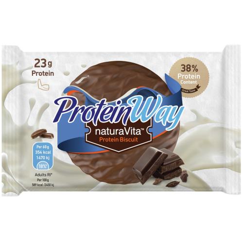 Natura Vita Protein Way Biscuit Chocolate Flavour Μπισκότο Πρωτεΐνης με Γεύση Σοκολάτας & Επικάλυψη Κακάο 60g